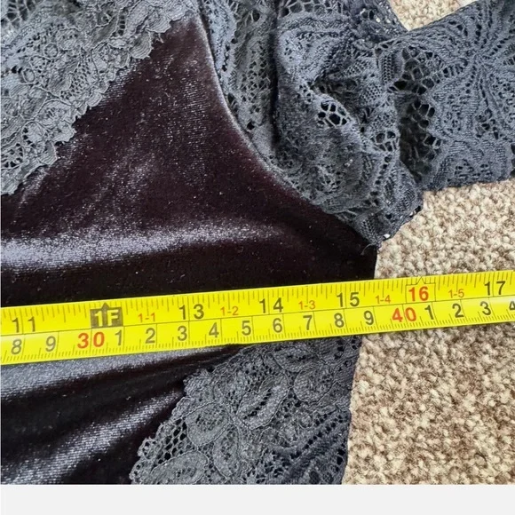 Anthropologie Black Lace and Velvet Midi Dress - Picture 6 of 10